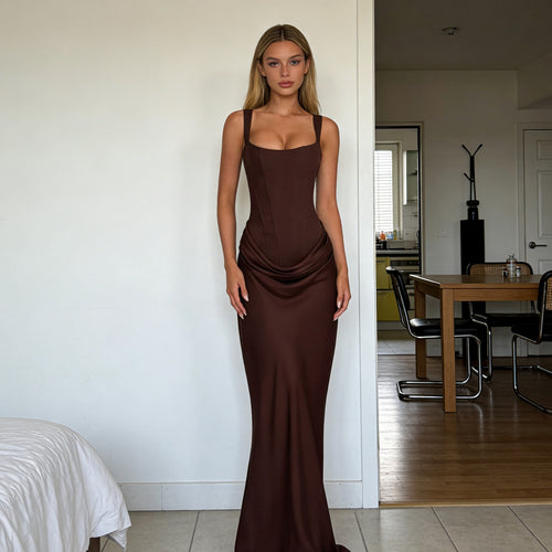 Damen Elegantes Wickelkleid mit schulterfreien Trägern und raffiniertem Drapierungsdetail R&B