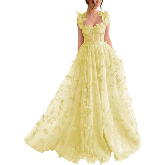 Damen Elegantes Maxikleid mit floralem Spitzenbesatz und transparenter Hülle R&B