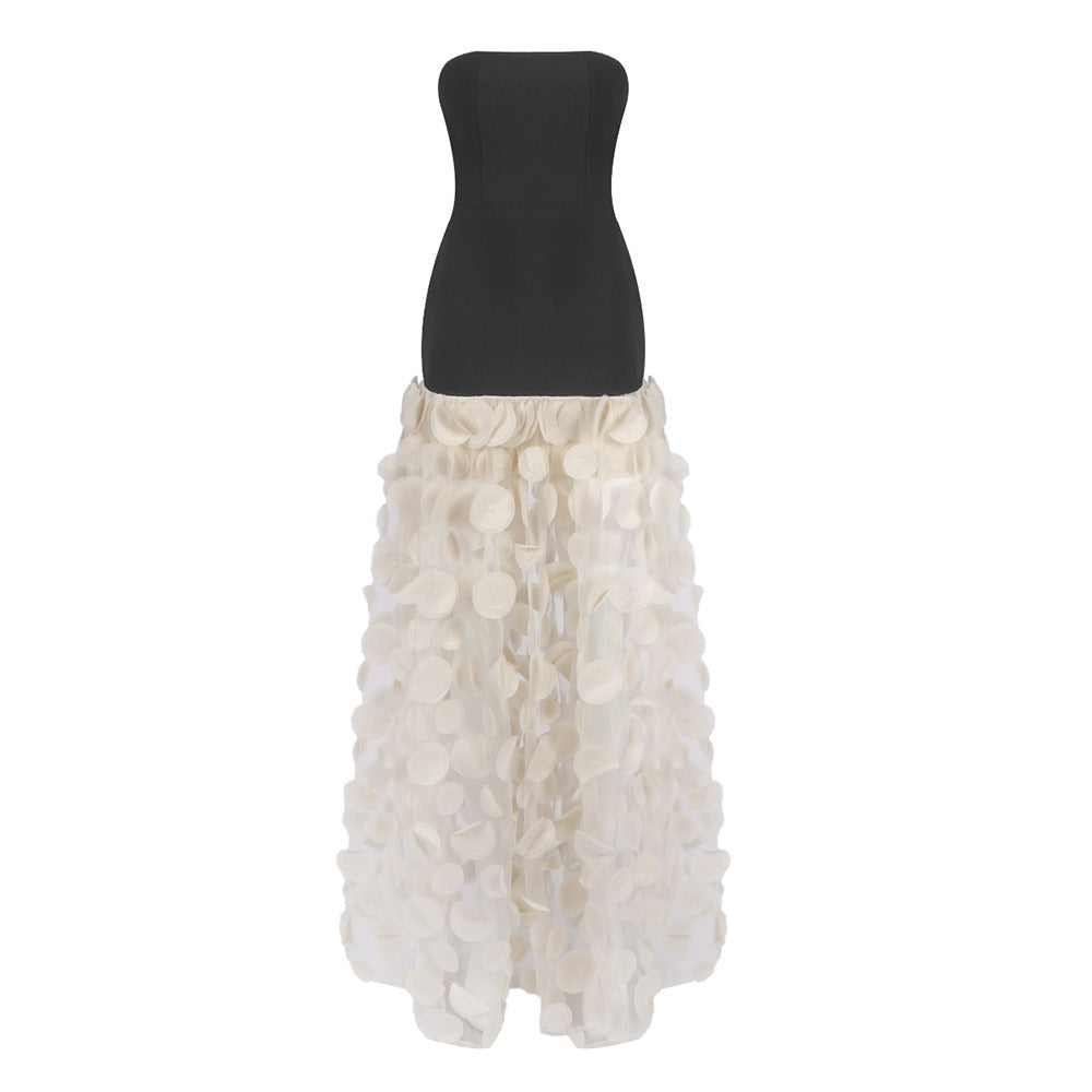 Damen Traumhaftes Tüll-Abendkleid ohne Ärmel und Volant-Design R&B