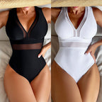 Damen Einteiliger Badeanzug mit tiefem V-Ausschnitt und figurformendem Design