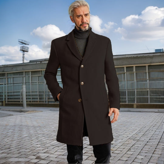 Herren Eleganter Langmantel mit modischen Knöpfen und hochwertigem Stoff R&B