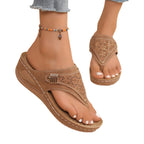 Damen Bequeme Zehentrenner-Sandalen mit Perlenschmuck und anatomischem Fußbett R&B