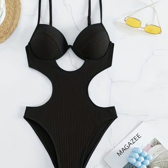 Damen Einteiler Badeanzug mit elegantem Cut-Out-Design und verstellbaren Trägern R&B