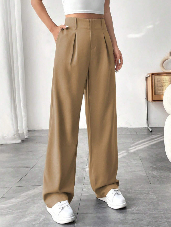 Damen Elegante Bundfaltenhose mit weitem Schnitt R&B