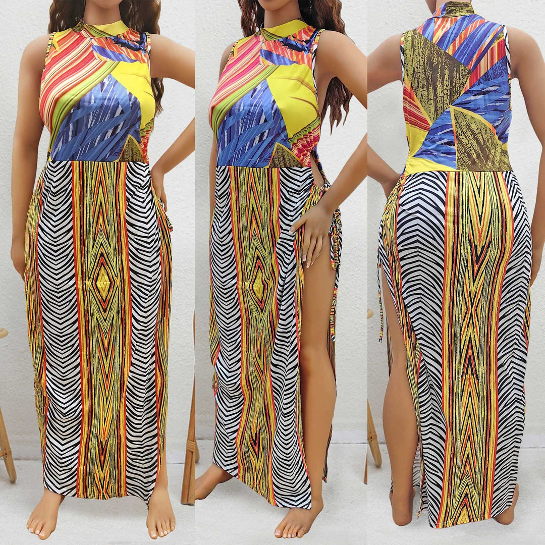 Damen Maxi-Kleid mit fröhlichem Muster R&B