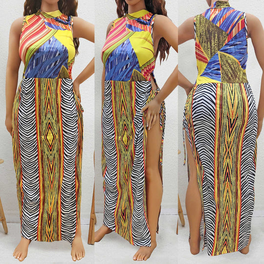 Damen Maxi-Kleid mit fröhlichem Muster R&B