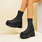 Damen High-Top Stiefeletten mit doppeltem Plateau R&B