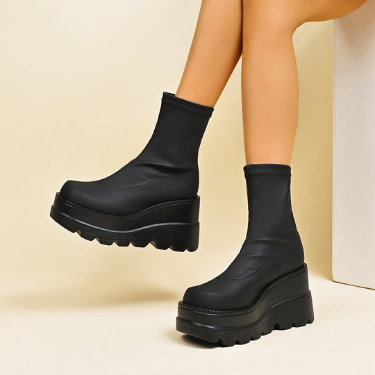 Damen High-Top Stiefeletten mit doppeltem Plateau R&B