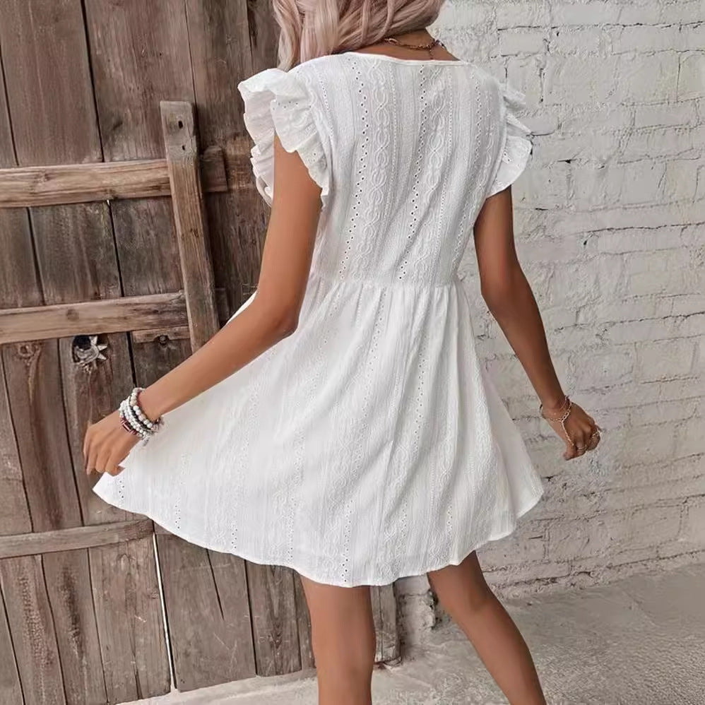 Damen luftiges Sommerkleid mit Rüschendetail R&B