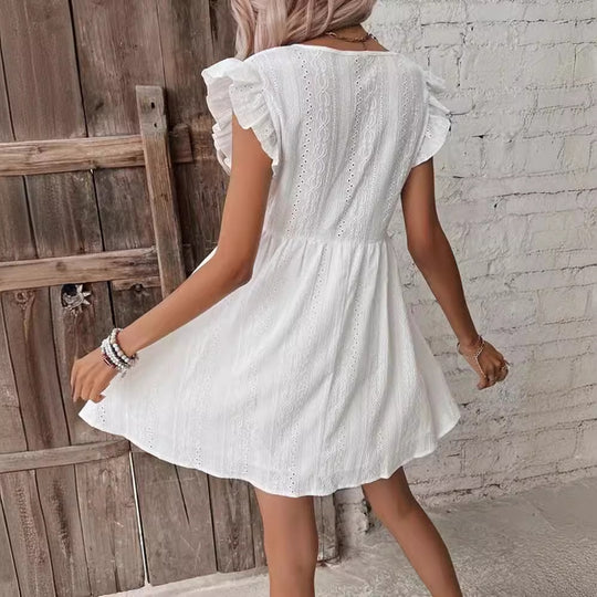 Damen luftiges Sommerkleid mit Rüschendetail R&B