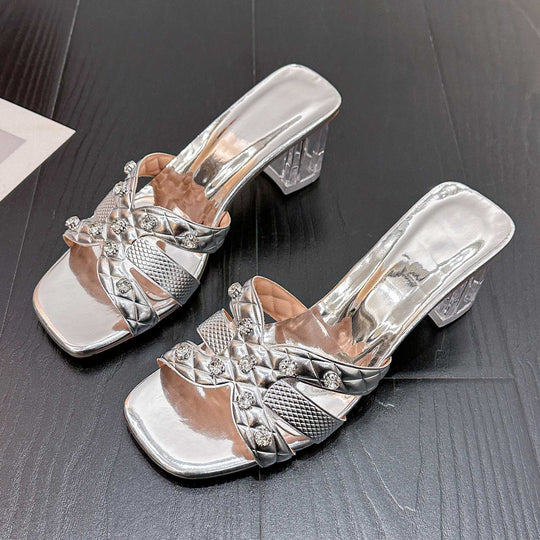 Damen Offene Absatzsandalen mit funkelnden Strassdetails R&B