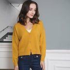 Damen Strickjacke mit V-Ausschnitt und Knopfdetails
