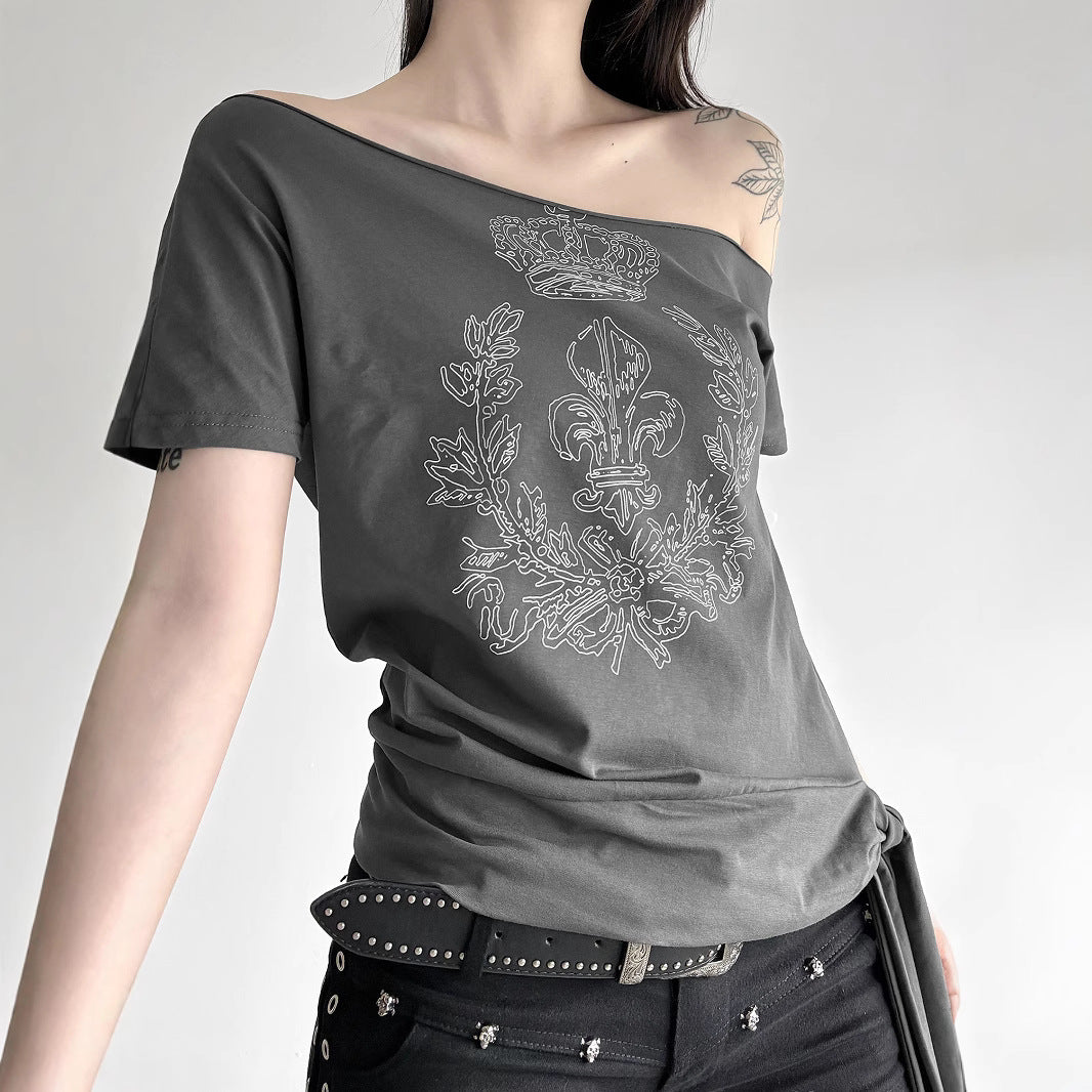 Damen asymmetrisches Top mit dekorativem Knoten R&B