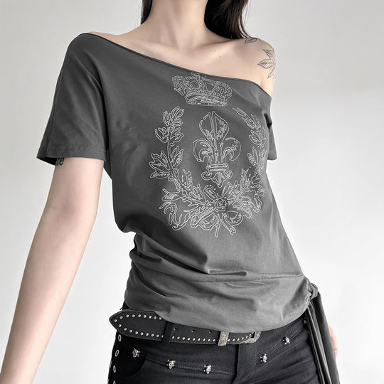 Damen asymmetrisches Top mit dekorativem Knoten R&B