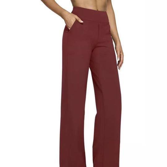 Damen Weit geschnittene Komfort-Hose mit elastischem Bund und praktischen Taschen R&B