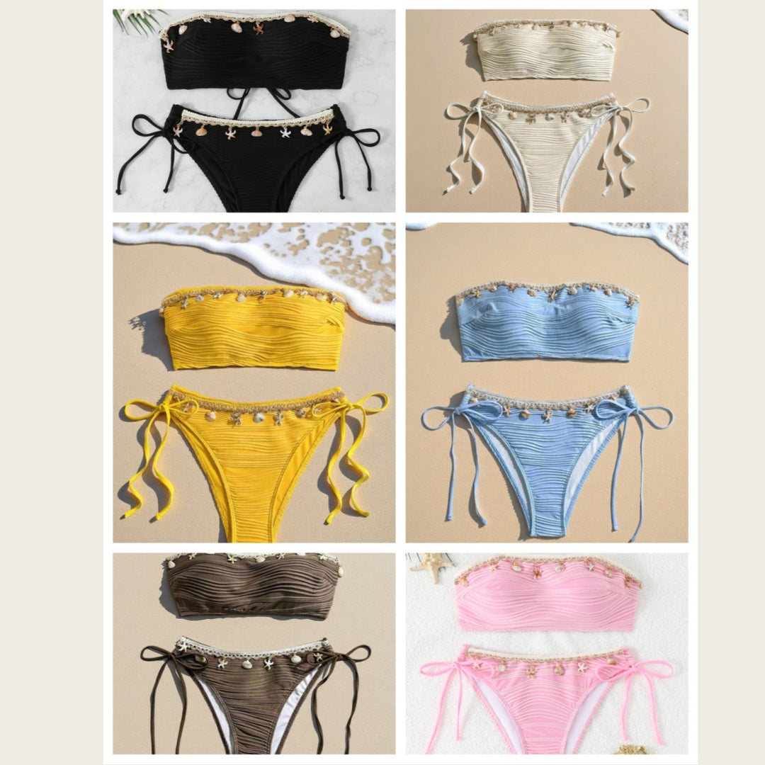 Damen Bandeau-Bikini mit raffinierten Muschel-Details R&B
