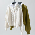 Damen Strickpullover mit stylischem Kragen R&B
