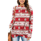 Damen Gemusterter Winterpullover mit Rundhalsausschnitt R&B