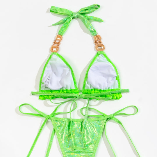 Damen Triangel-Bikini mit glitzernden Details und Raffungen R&B