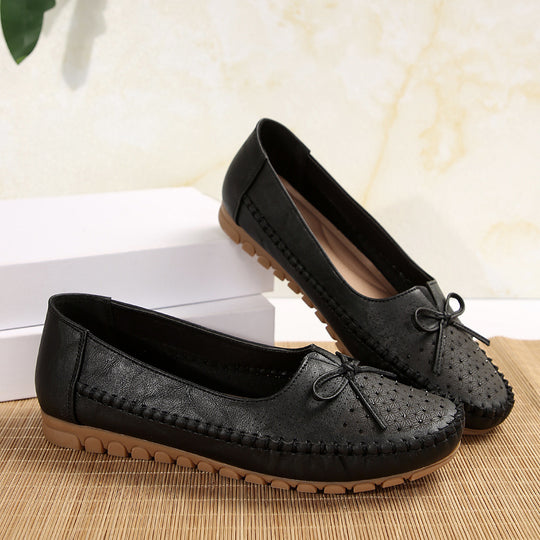 Damen Mokassin-Schuhe mit perforiertem Design und eleganter Schnalle R&B