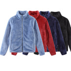 Damen gemütliche Fleecejacke mit hohem Kragen und praktischem Reißverschluss R&B