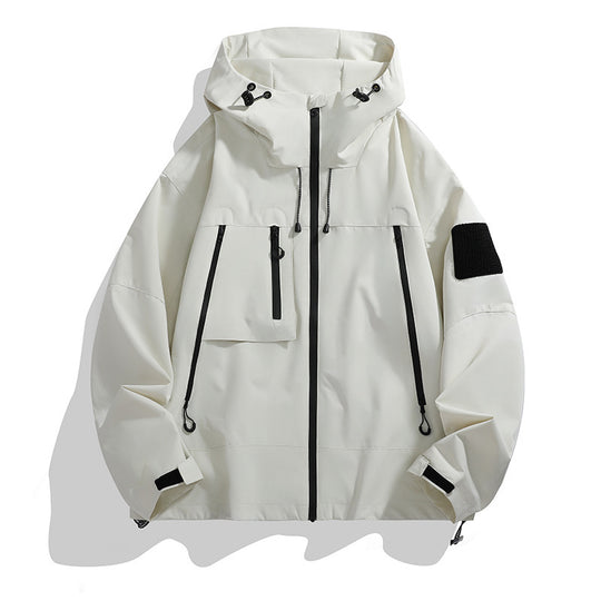 Herren technische Outdoor-Jacke mit verstellbarem Kapuzendesign und multifunktionalen Taschen R&B
