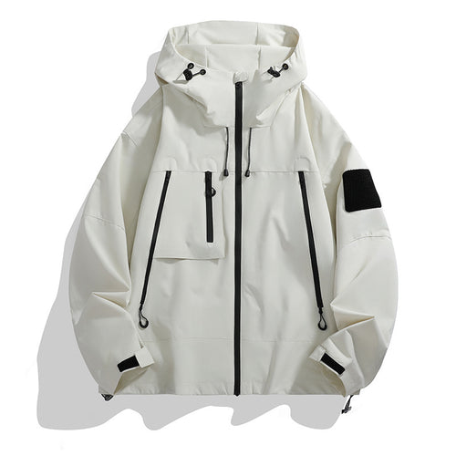 Herren technische Outdoor-Jacke mit verstellbarem Kapuzendesign und multifunktionalen Taschen R&B