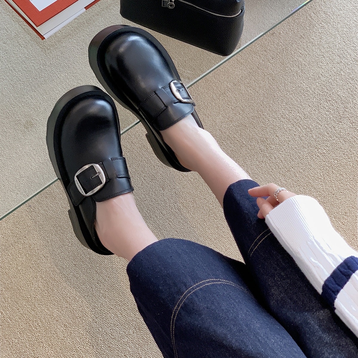Damen Clogs mit elegantem Schnallenverschluss und rutschfester Sohle R&B