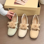 Damen elegante Ballerinas mit dekorativen Blütenapplikationen R&B
