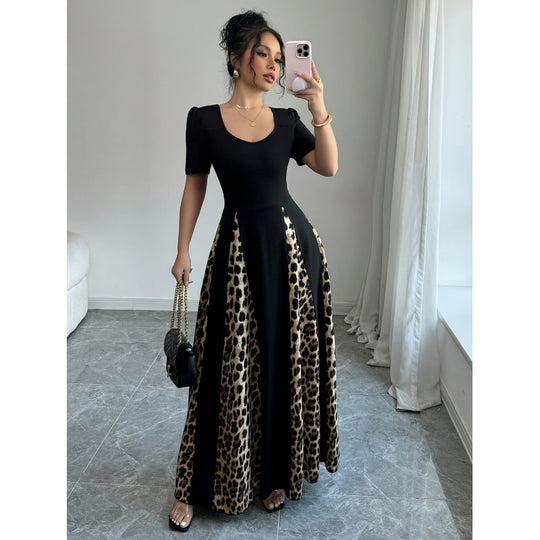Damen Maxikleid mit elegantem Schnitt und modischem Tiermuster R&B