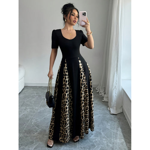 Damen Maxikleid mit elegantem Schnitt und modischem Tiermuster R&B