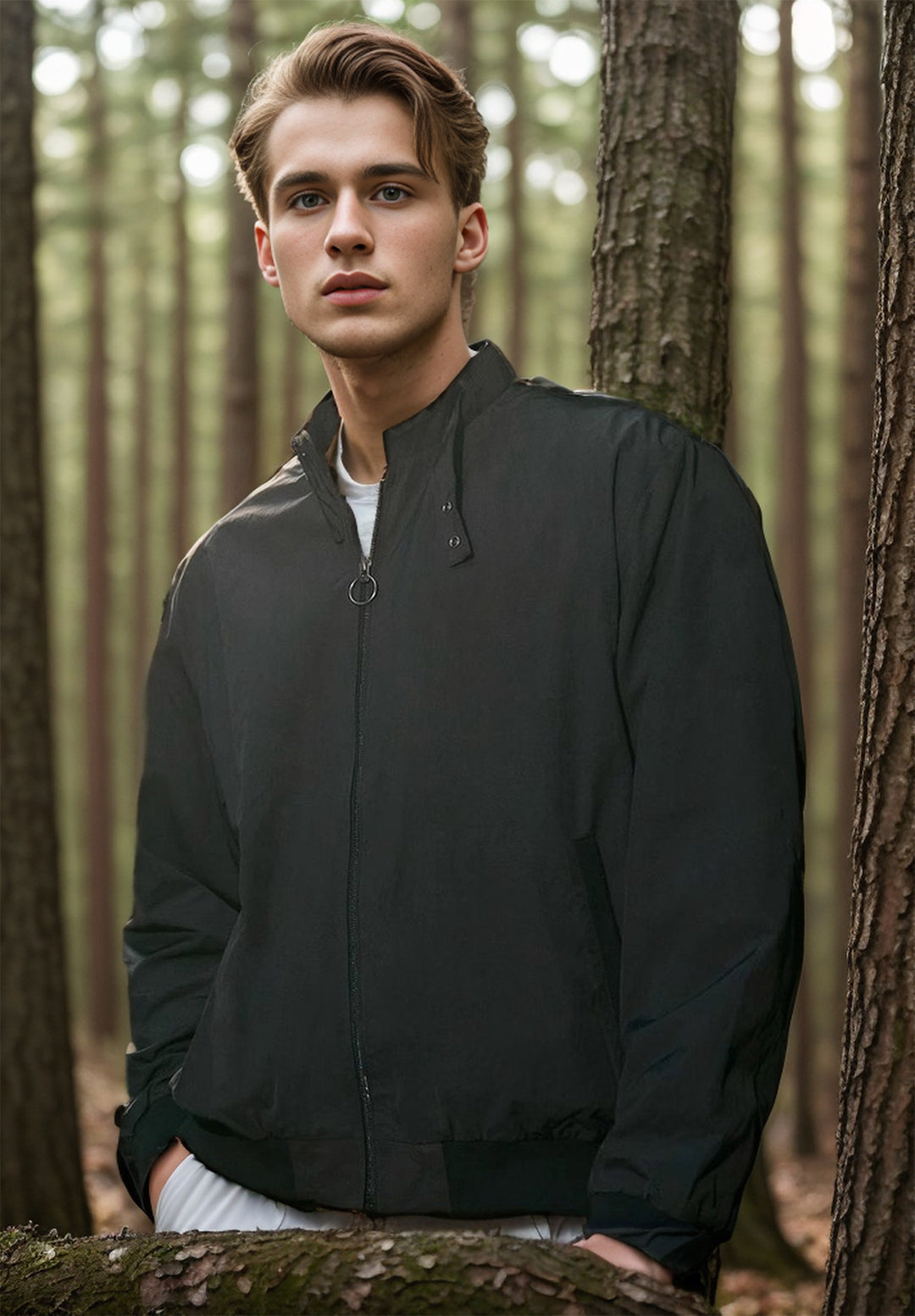 Herren leichte Übergangsjacke mit hohem Kragen und praktischen Eingrifftaschen R&B