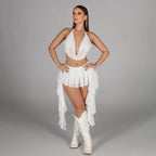 Damen Platziertes Mini-Kleid mit voluminösem Chiffon-Rüschensaum R&B