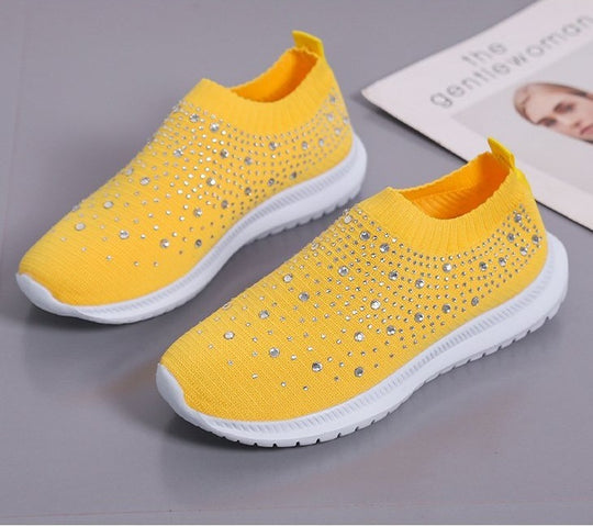 Damen sportive Slip-On Sneakers mit glitzernden Details R&B