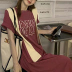 Damen Casual T-Shirt Kleid mit kreativem Schriftzug