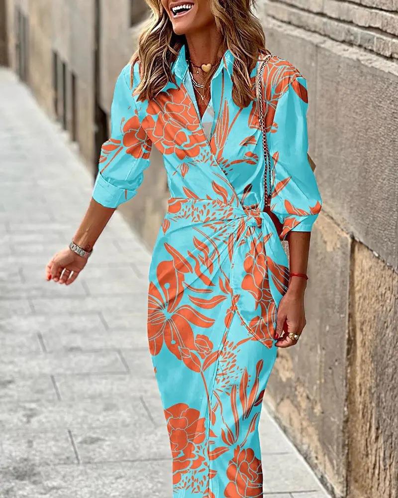 Damen Maxikleid mit asymmetrischem Schnitt und modernen Streifendetails R&B