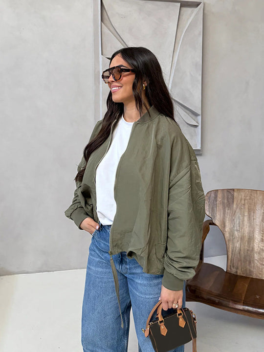 Damen stylische Oversized-Bomberjacke R&B