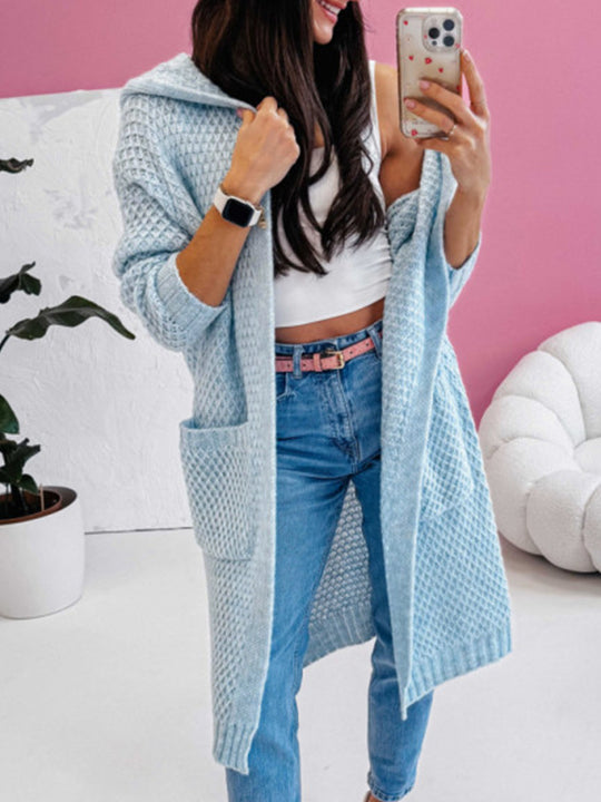 Damen Strickmantel mit luftiger Maschenstruktur und praktischen Taschen R&B