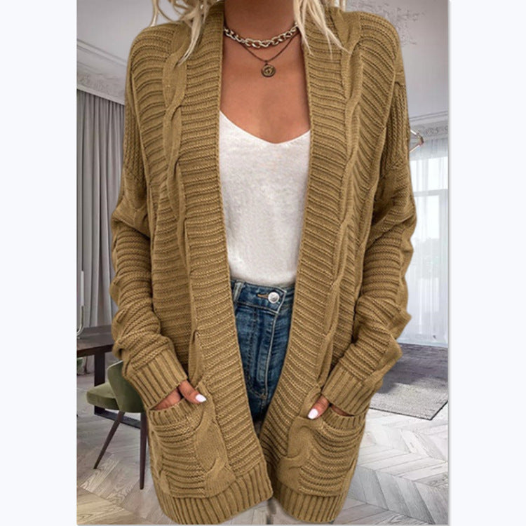 Damen Strickcardigan mit strukturiertem Design und großen Taschen R&B