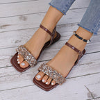 Damen Glamouröse Strandsandalen mit funkelnden Strass-Akzenten und komfortabler Sohle R&B