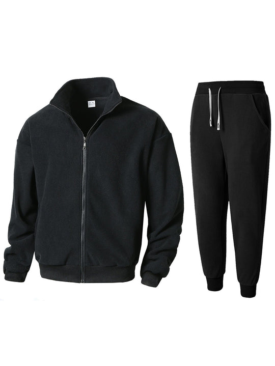 Herren Fleece Relaxanzug mit hohem Kragen R&B