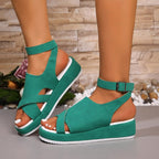 Damen Komfortable Wedge-Sandaletten mit doppeltem Riemendesign R&B