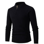 Herren Strickpullover mit Reißverschluss und strukturierter Rippoptik