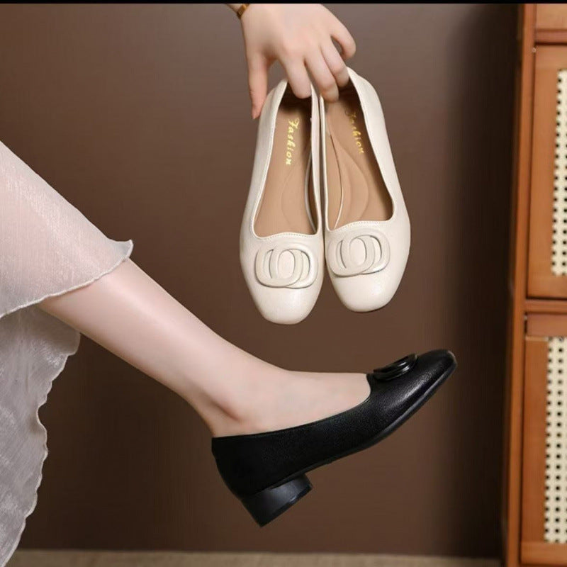 Damen Ballerinas mit eleganter Schmuckapplikation und bequemem Blockabsatz R&B