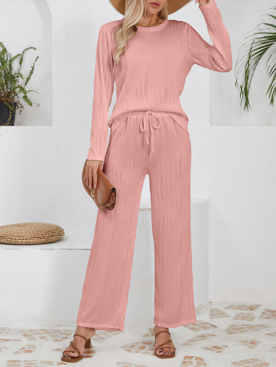 Damen lässiges Jogginganzug mit strukturiertem Material und hohem Bund R&B