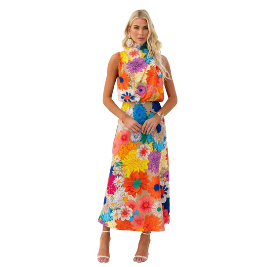 Damen Sommerliches Maxikleid mit floralen Akzenten und elegantem Schnitt R&B