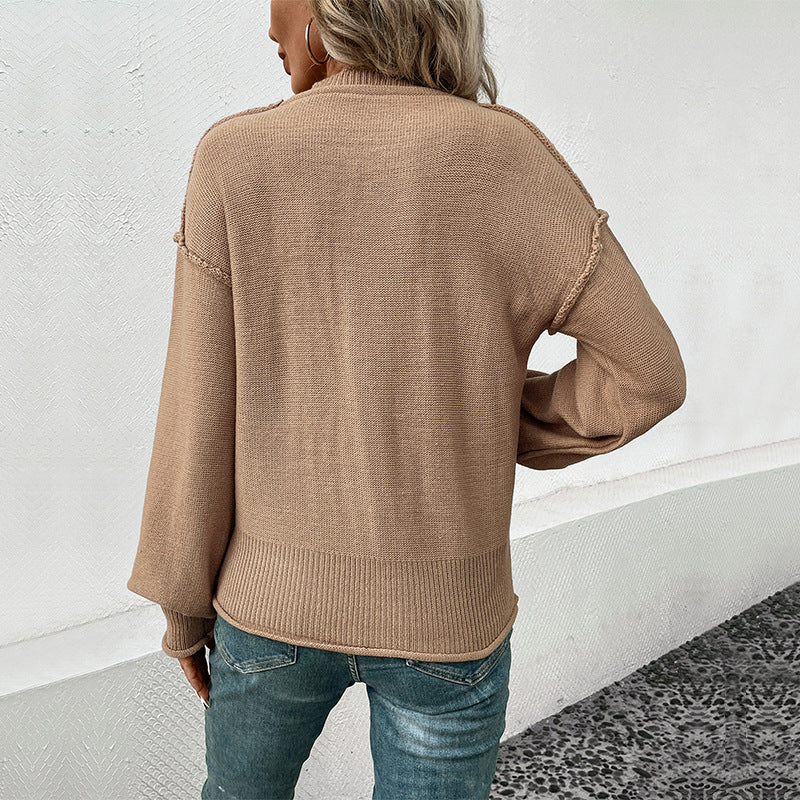 Damen lässiger Strickpullover mit aufgesetzter Tasche R&B