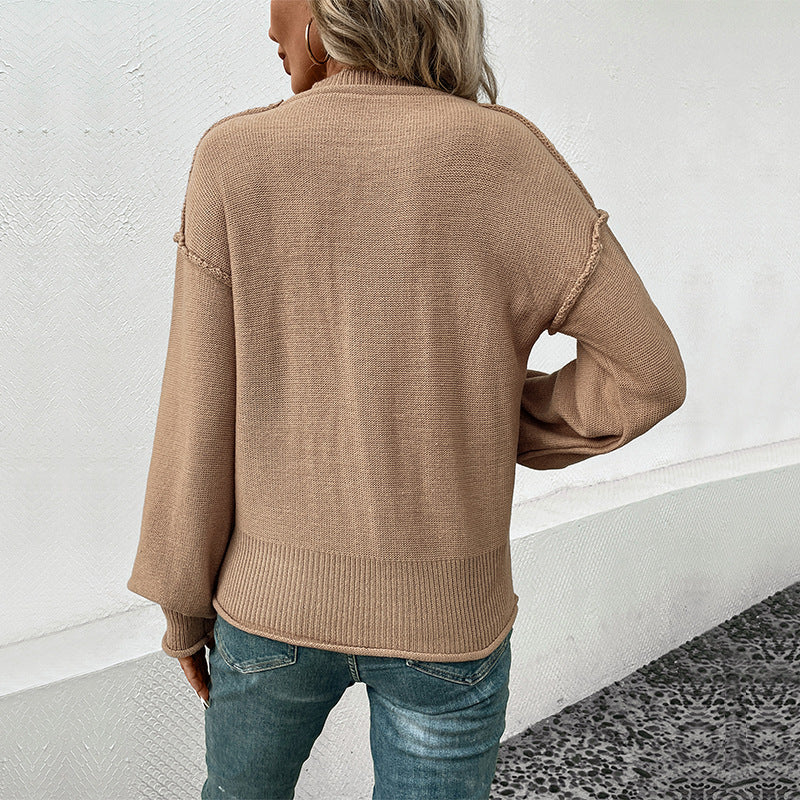 Damen lässiger Strickpullover mit aufgesetzter Tasche R&B