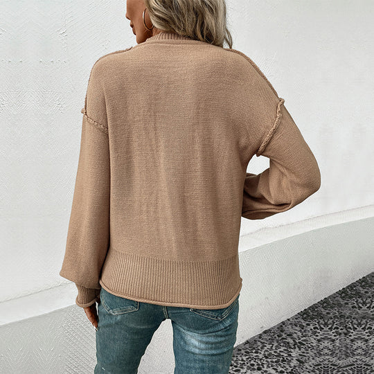 Damen lässiger Strickpullover mit aufgesetzter Tasche R&B