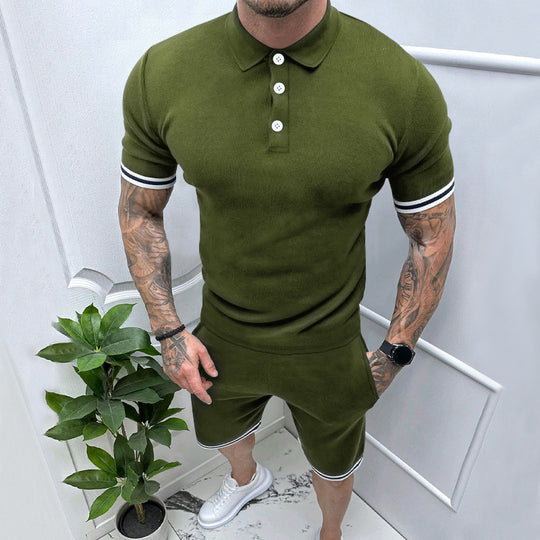Herren Sportliches Kurzarm-Set mit hochwertigen Kontraststreifen und elastischem Bund R&B